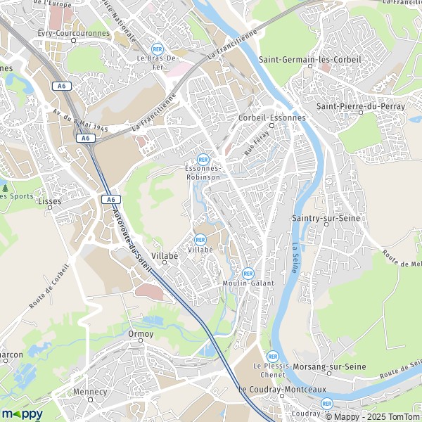 La carte pour la ville de Corbeil-Essonnes 91100