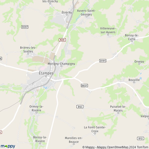 La carte pour la ville de Morigny-Champigny 91150