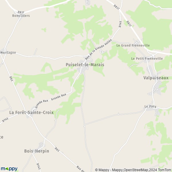 La carte pour la ville de Puiselet-le-Marais 91150