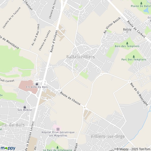 La carte pour la ville de Ballainvilliers 91160