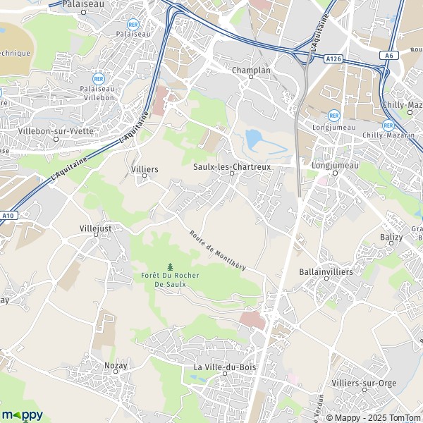 La carte pour la ville de Saulx-les-Chartreux 91160