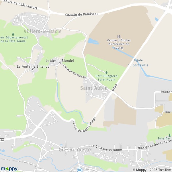 La carte pour la ville de Saint-Aubin 91190