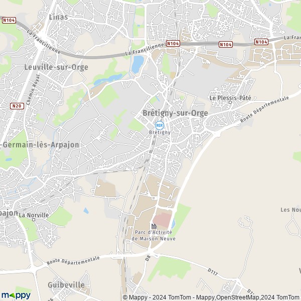 La carte pour la ville de Brétigny-sur-Orge 91220