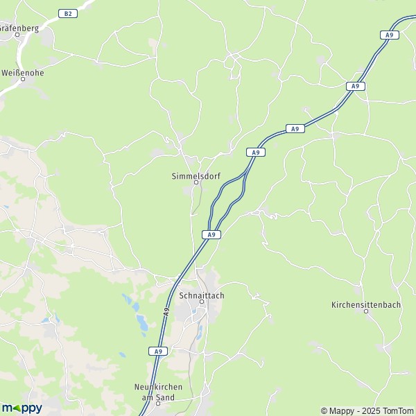 La carte pour la ville de 91220 Schnaittach