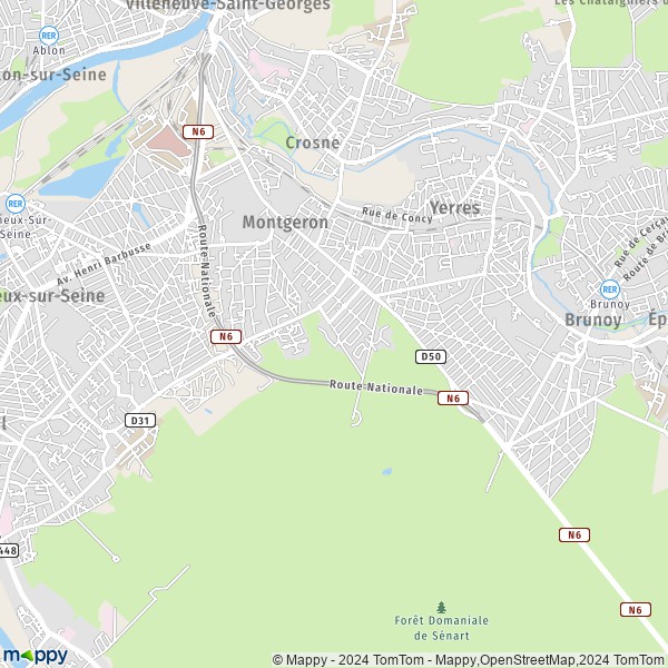 La carte pour la ville de Montgeron 91230
