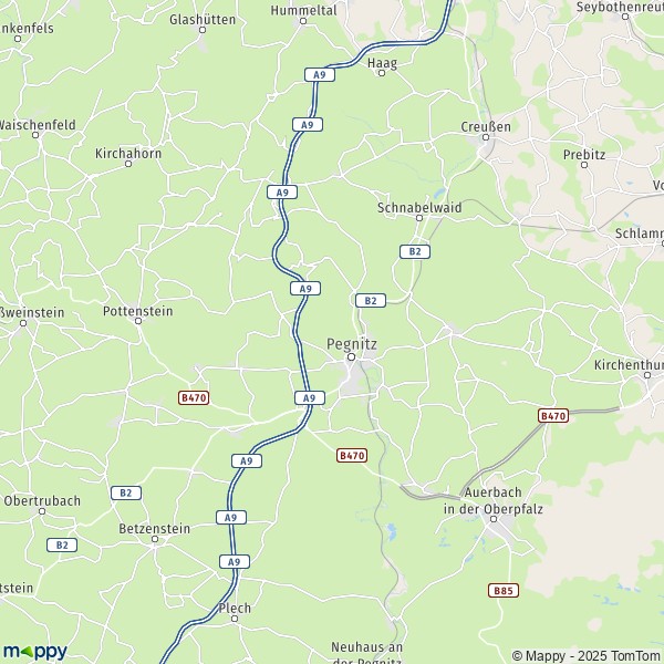 La carte pour la ville de 91257-91287 Pegnitz