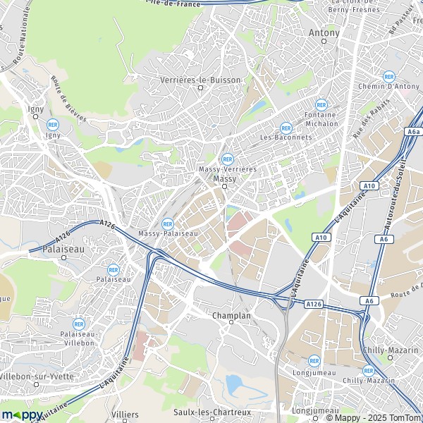 La carte pour la ville de Massy 91300