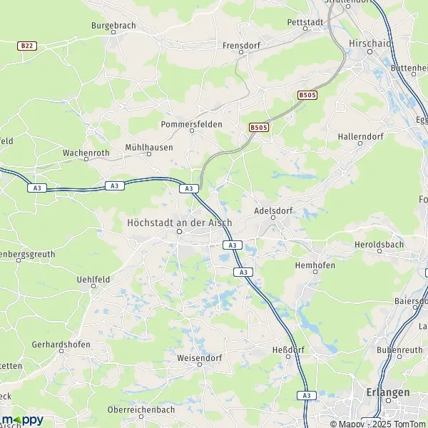 Plan Höchstadt an der Aisch carte de Höchstadt an der Aisch (91315