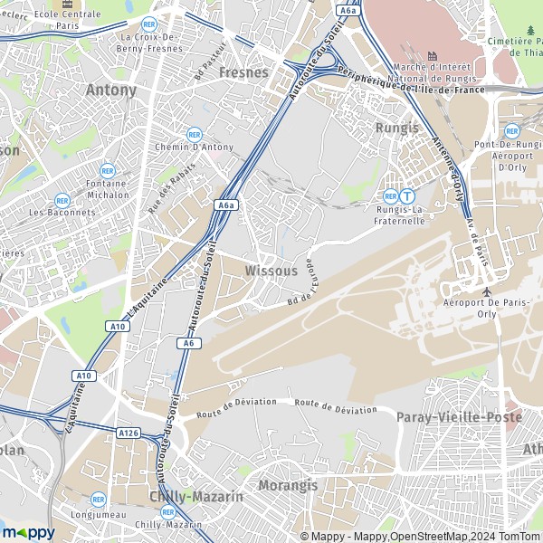 La carte pour la ville de Wissous 91320
