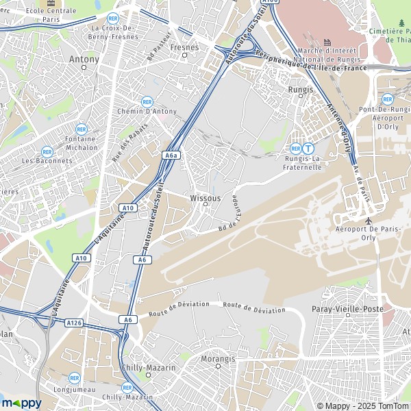 La carte pour la ville de Wissous 91320