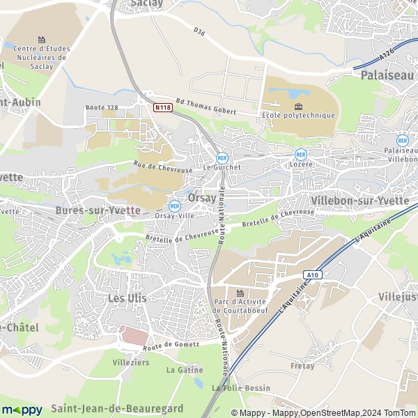 La carte pour la ville de Orsay 91400