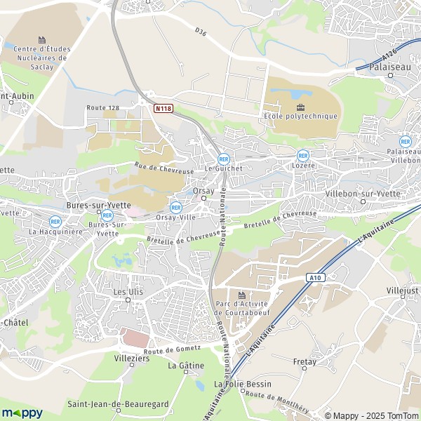 La carte pour la ville de Orsay 91400