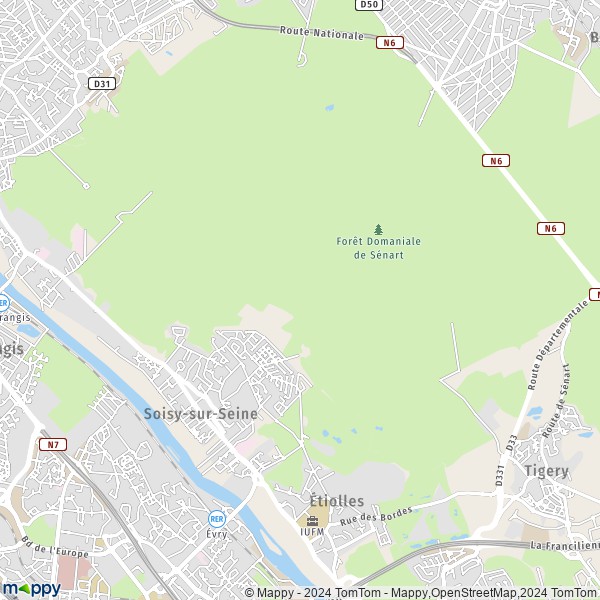 La carte pour la ville de Soisy-sur-Seine 91450