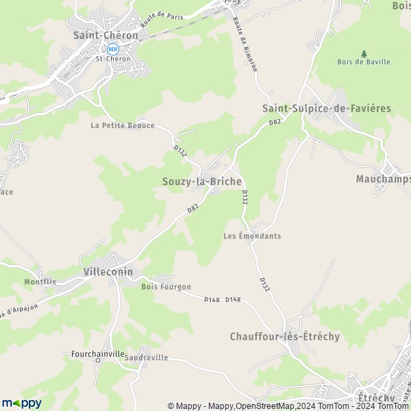 La carte pour la ville de Souzy-la-Briche 91580