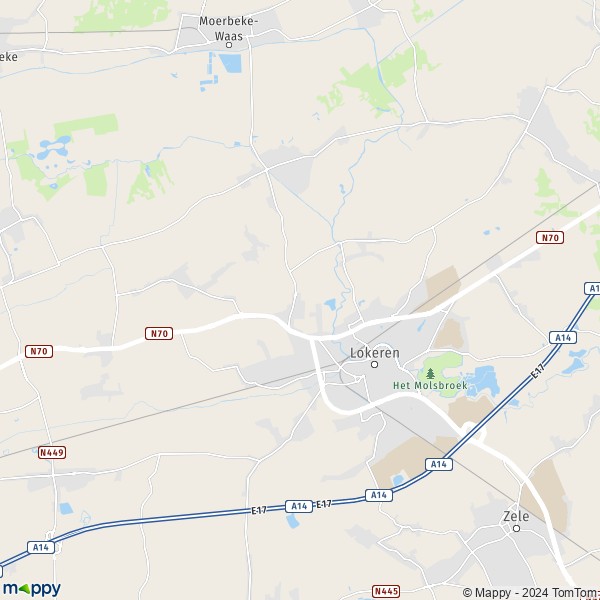 La carte pour la ville de 9160 Lokeren