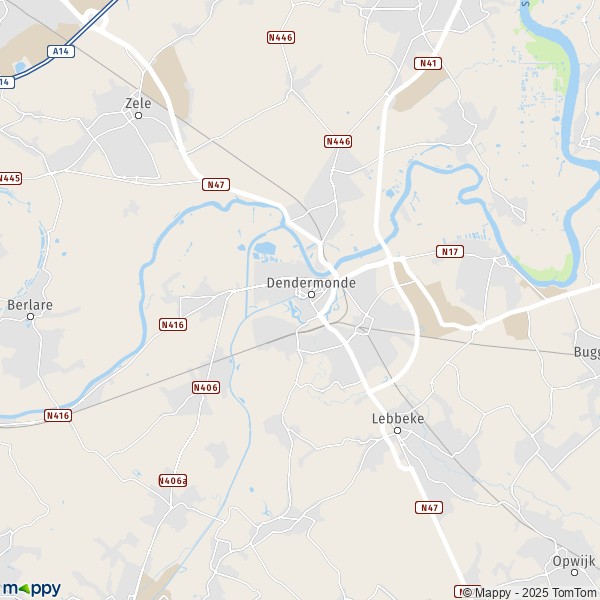La carte pour la ville de 9200-9280 Termonde