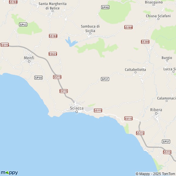 La carte pour la ville de Sciacca 92019