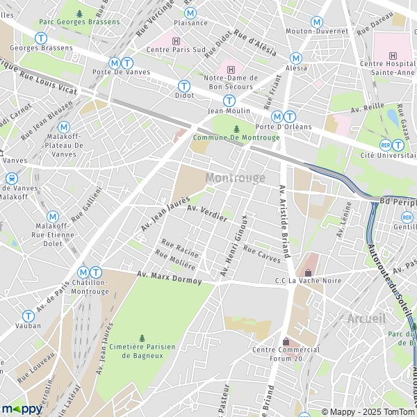 La carte pour la ville de Montrouge 92120