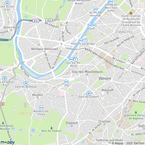 La carte pour la ville de Issy-les-Moulineaux 92130