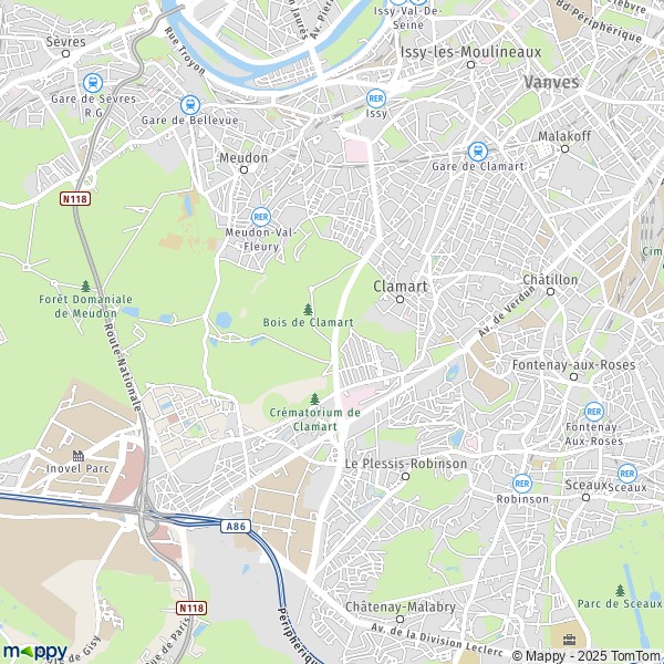 La carte pour la ville de Clamart 92140