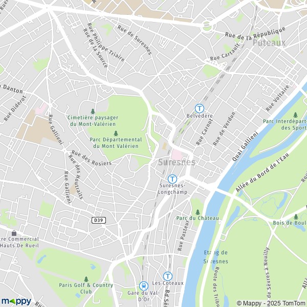 La carte pour la ville de Suresnes 92150