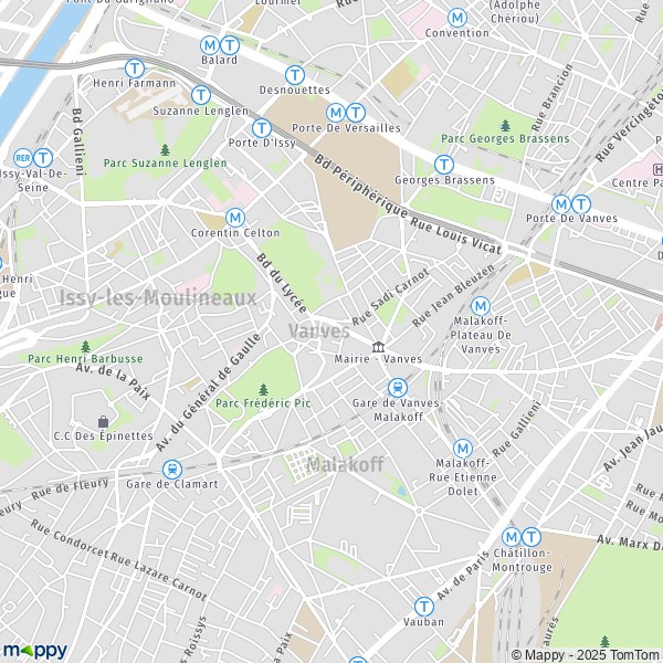 La carte pour la ville de Vanves 92170