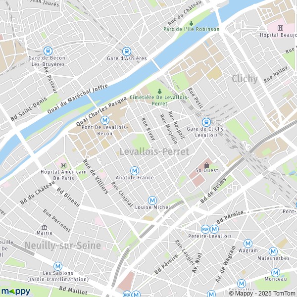 La carte pour la ville de Levallois-Perret 92300