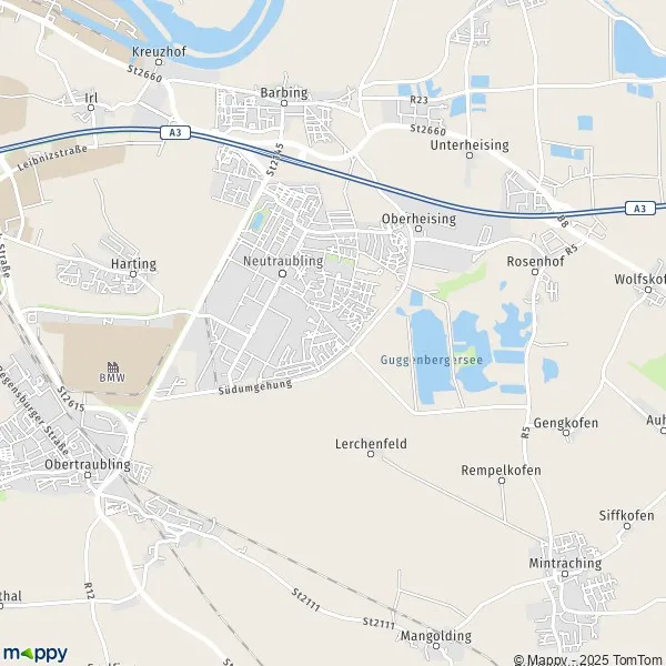 La carte pour la ville de 93073 Neutraubling