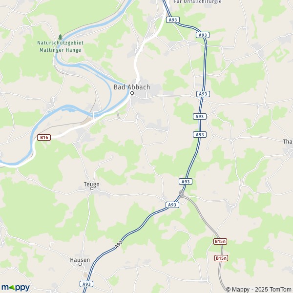 La carte pour la ville de 93077 Bad Abbach