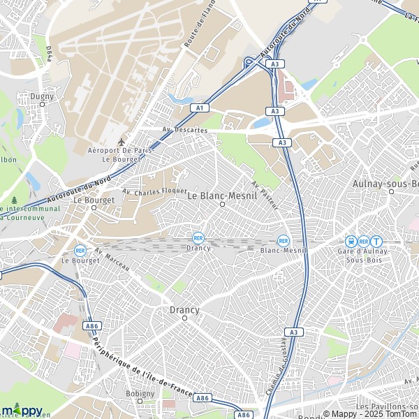 La carte pour la ville de Le Blanc-Mesnil 93150