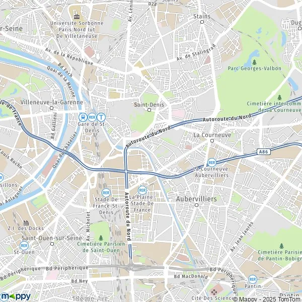 Plan SaintDenis carte de SaintDenis (93200) et infos pratiques