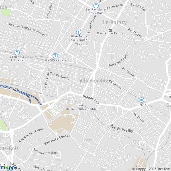 La carte pour la ville de Villemomble 93250