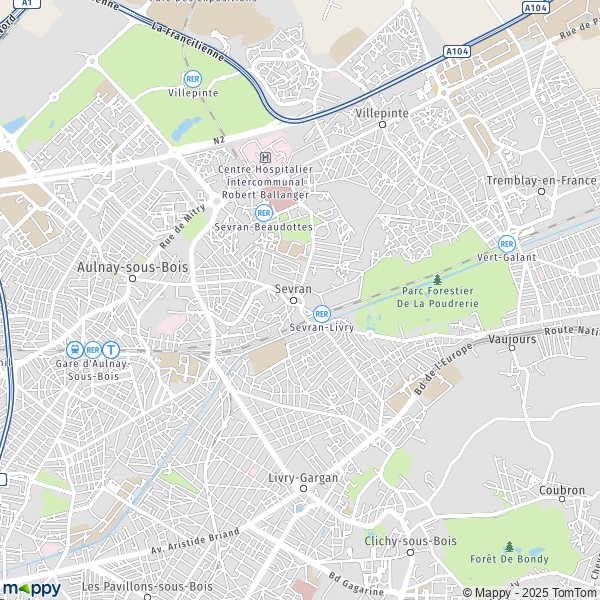 La carte pour la ville de Sevran 93270