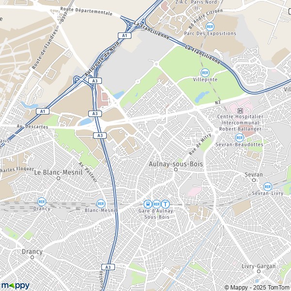 La carte pour la ville de Aulnay-sous-Bois 93600