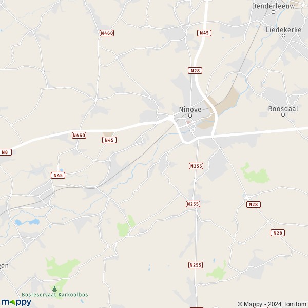 La carte pour la ville de 9400-9406 Ninove