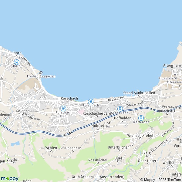 La carte pour la ville de Rorschacherberg 9400-9422