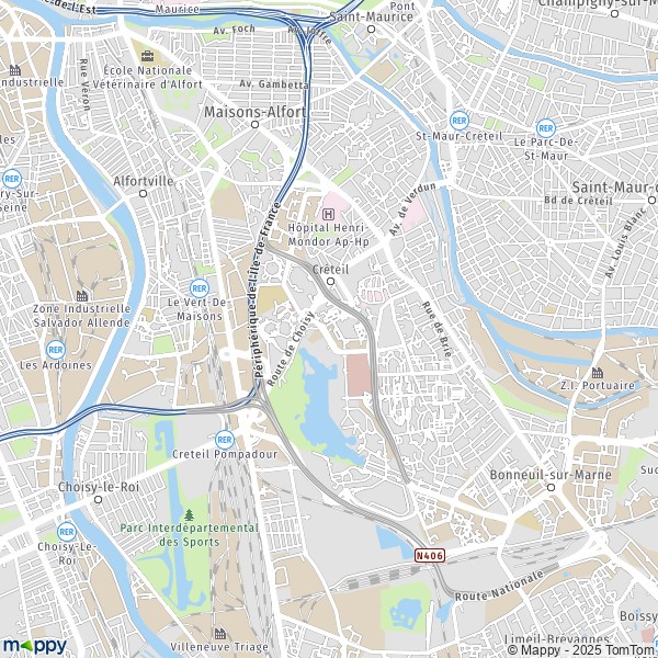 La carte pour la ville de Créteil 94000