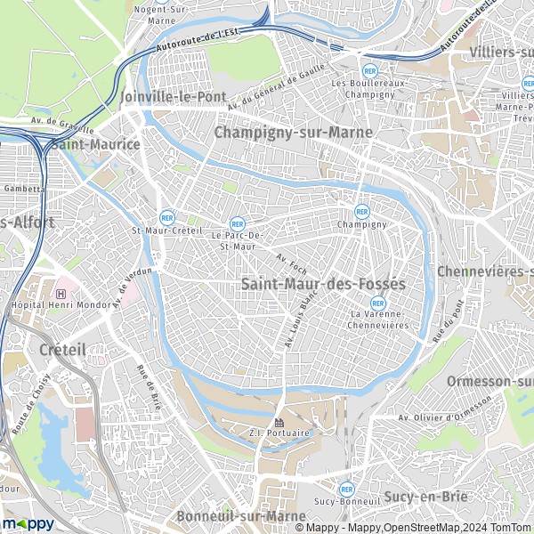 La carte pour la ville de Saint-Maur-des-Fossés 94100-94210