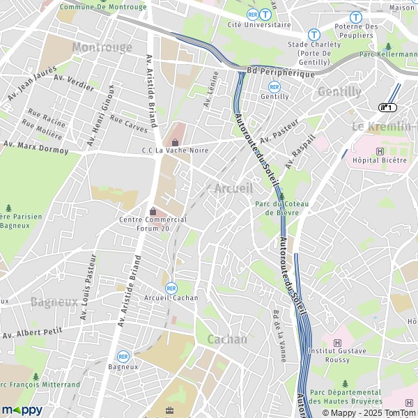 La carte pour la ville de Arcueil 94110