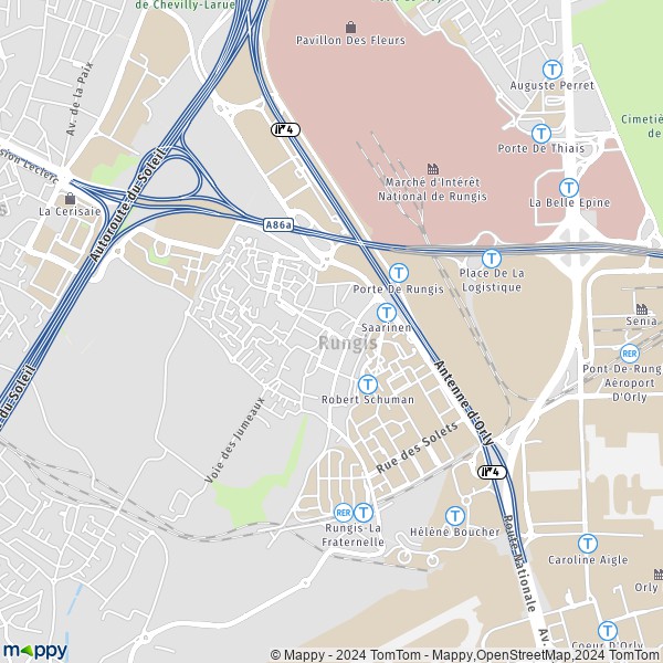 La carte pour la ville de Rungis 94150