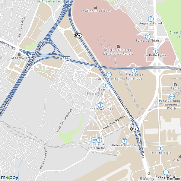 La carte pour la ville de Rungis 94150