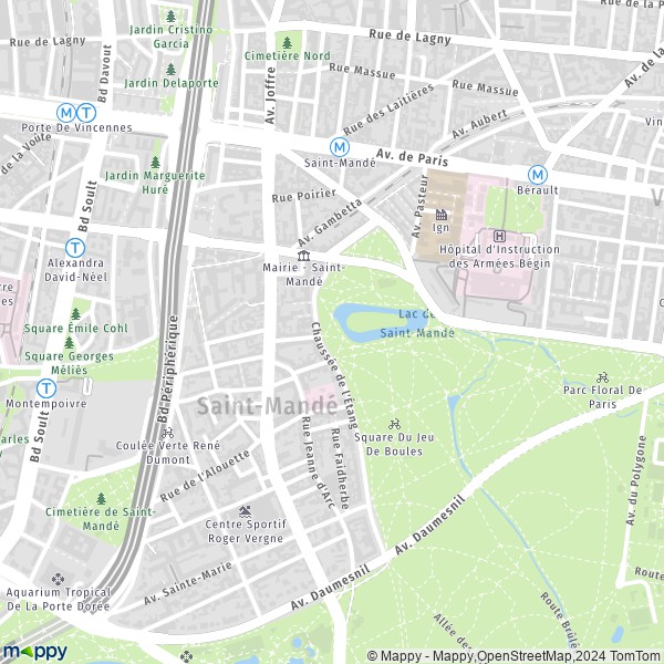 La carte pour la ville de Saint-Mandé 94160