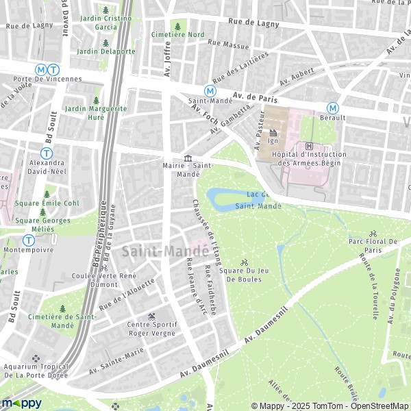 La carte pour la ville de Saint-Mandé 94160