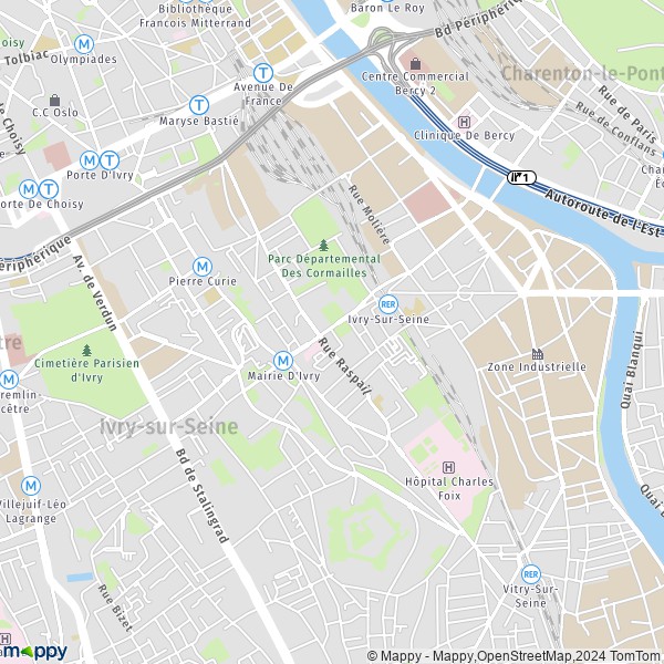 La carte pour la ville de Ivry-sur-Seine 94200
