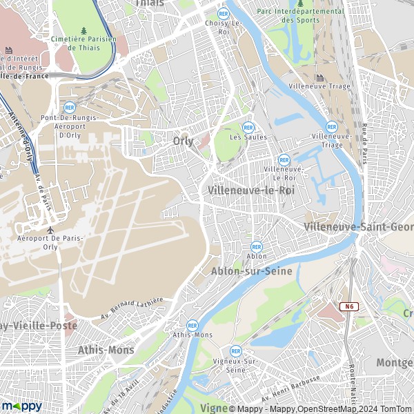 La carte pour la ville de Villeneuve-le-Roi 94290