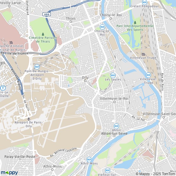 La carte pour la ville de Orly 94310