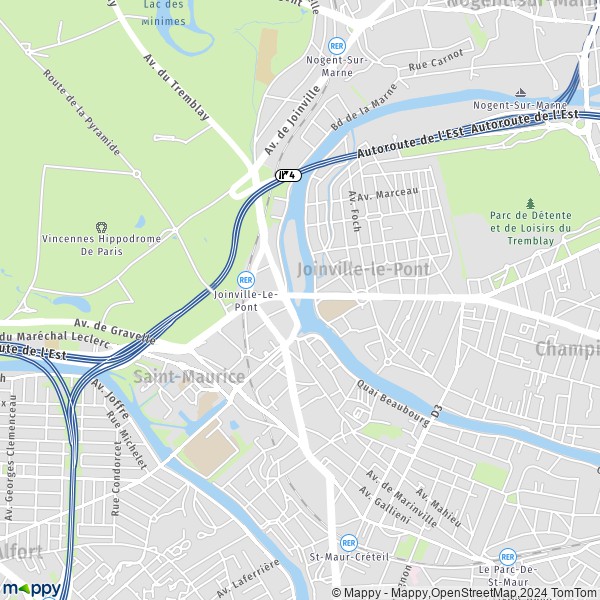 La carte pour la ville de Joinville-le-Pont 94340