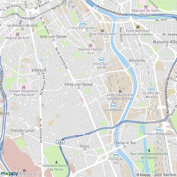 La carte pour la ville de Vitry-sur-Seine 94400