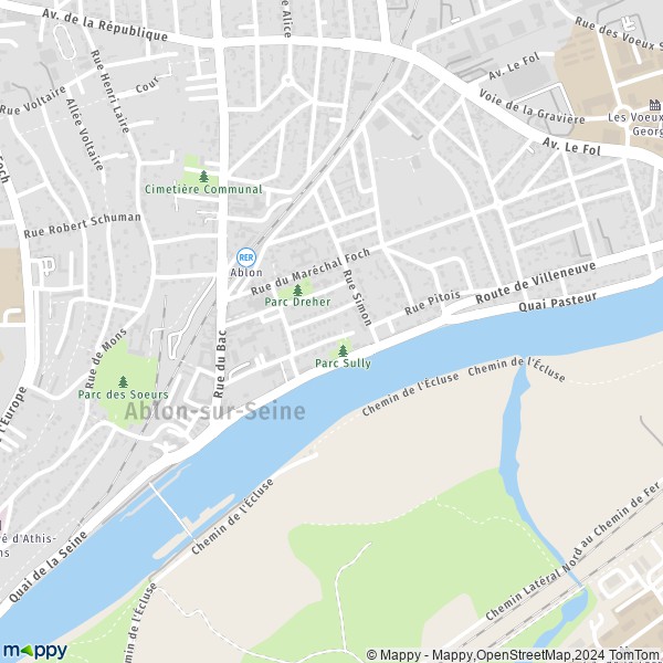 La carte pour la ville de Ablon-sur-Seine 94480