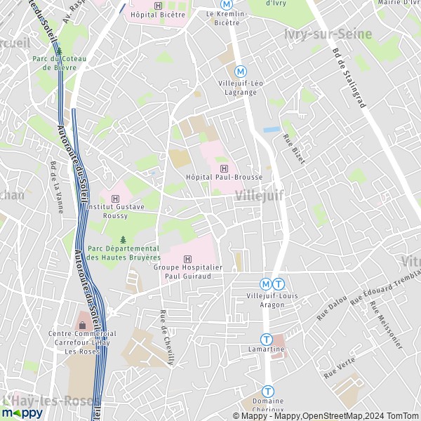 La carte pour la ville de Villejuif 94800